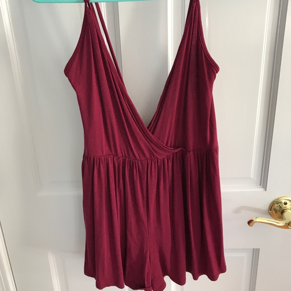 Wet Seal cranberry strappy romper