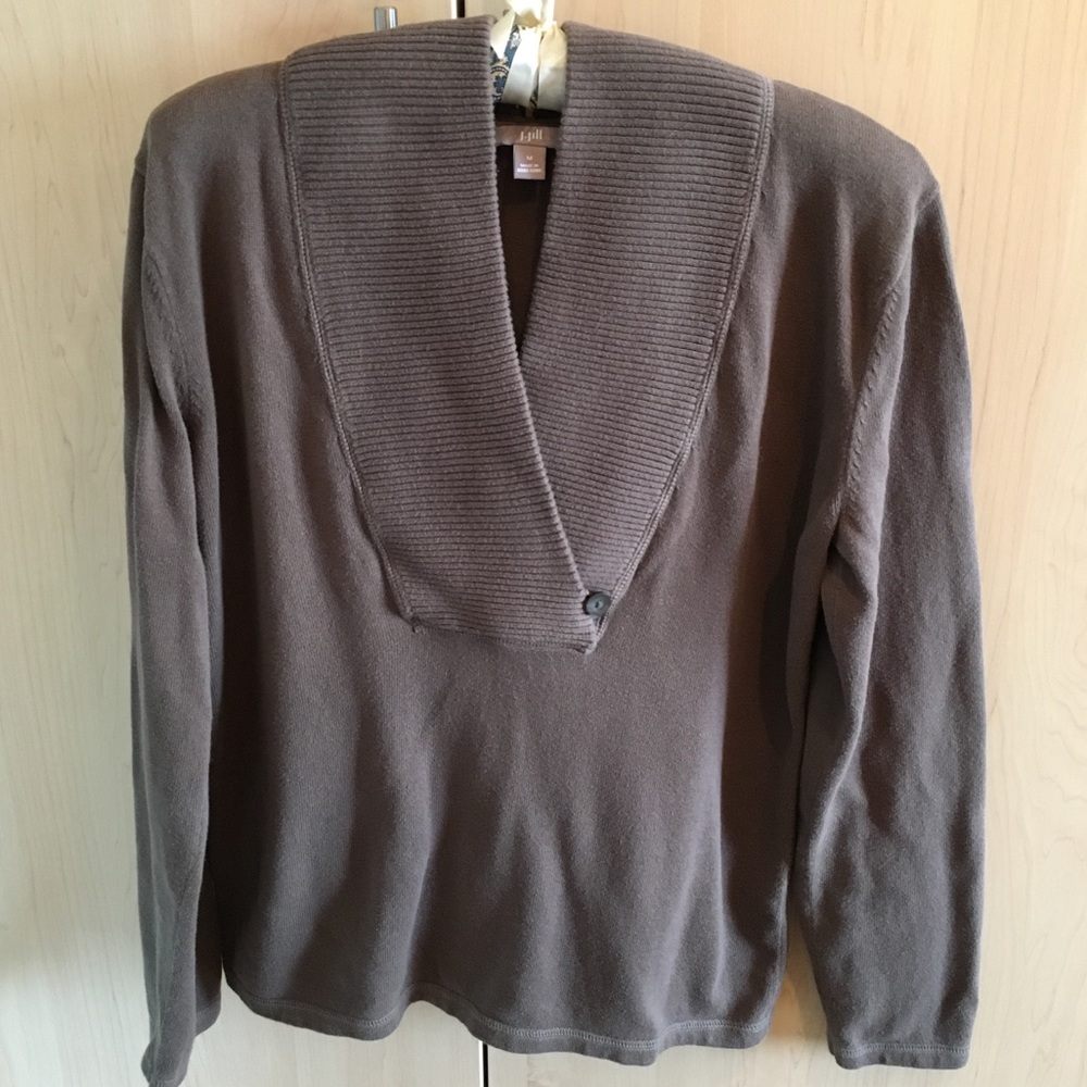 J Jill Moss Greenish Brown Sweater with Hood - M