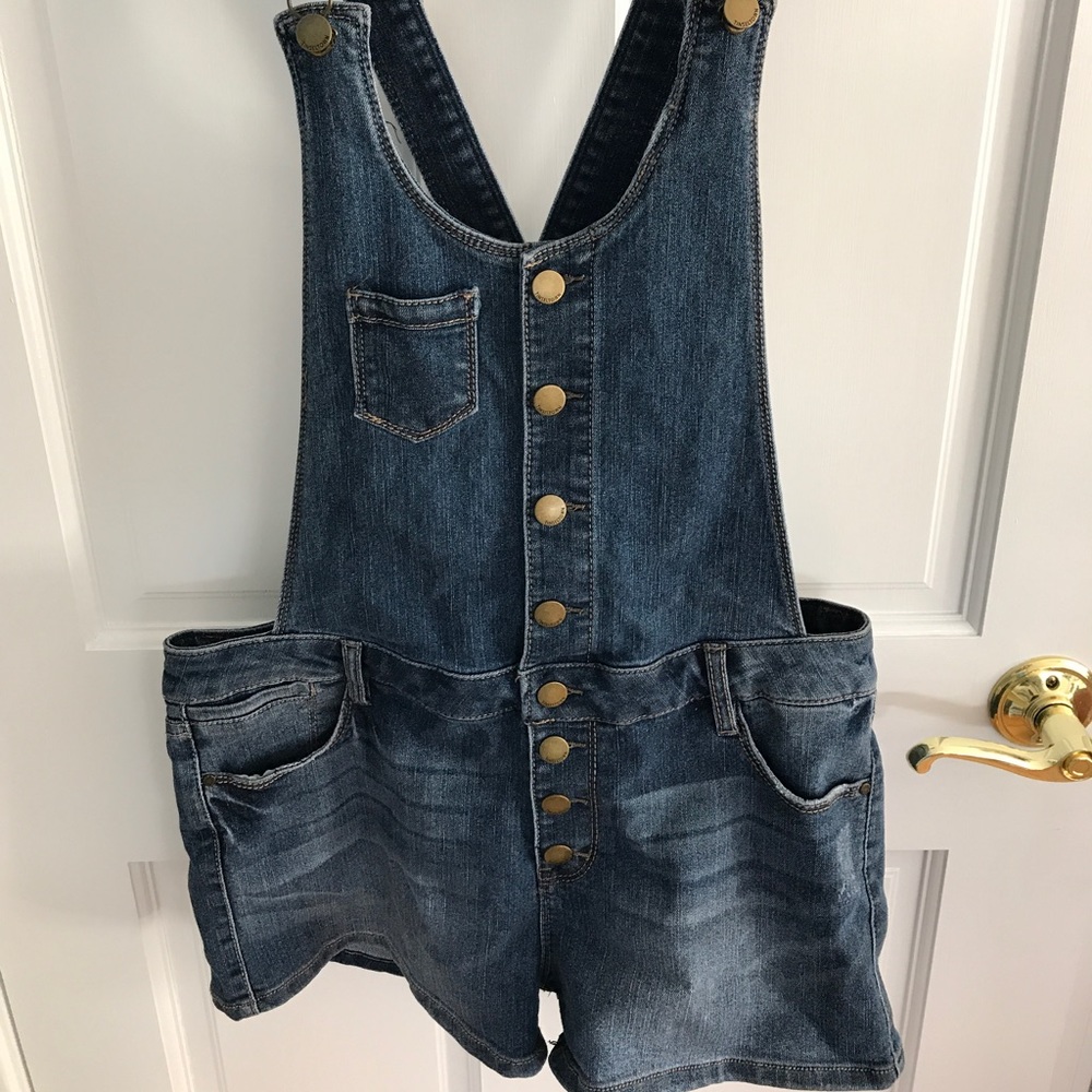 Denim shorts overalls