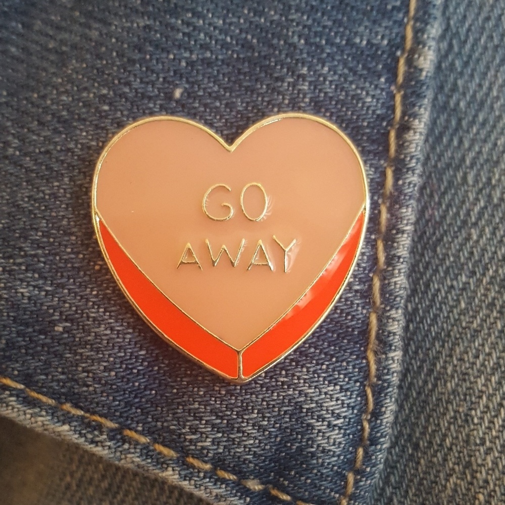 "Go Away" Enamel Heart Pin