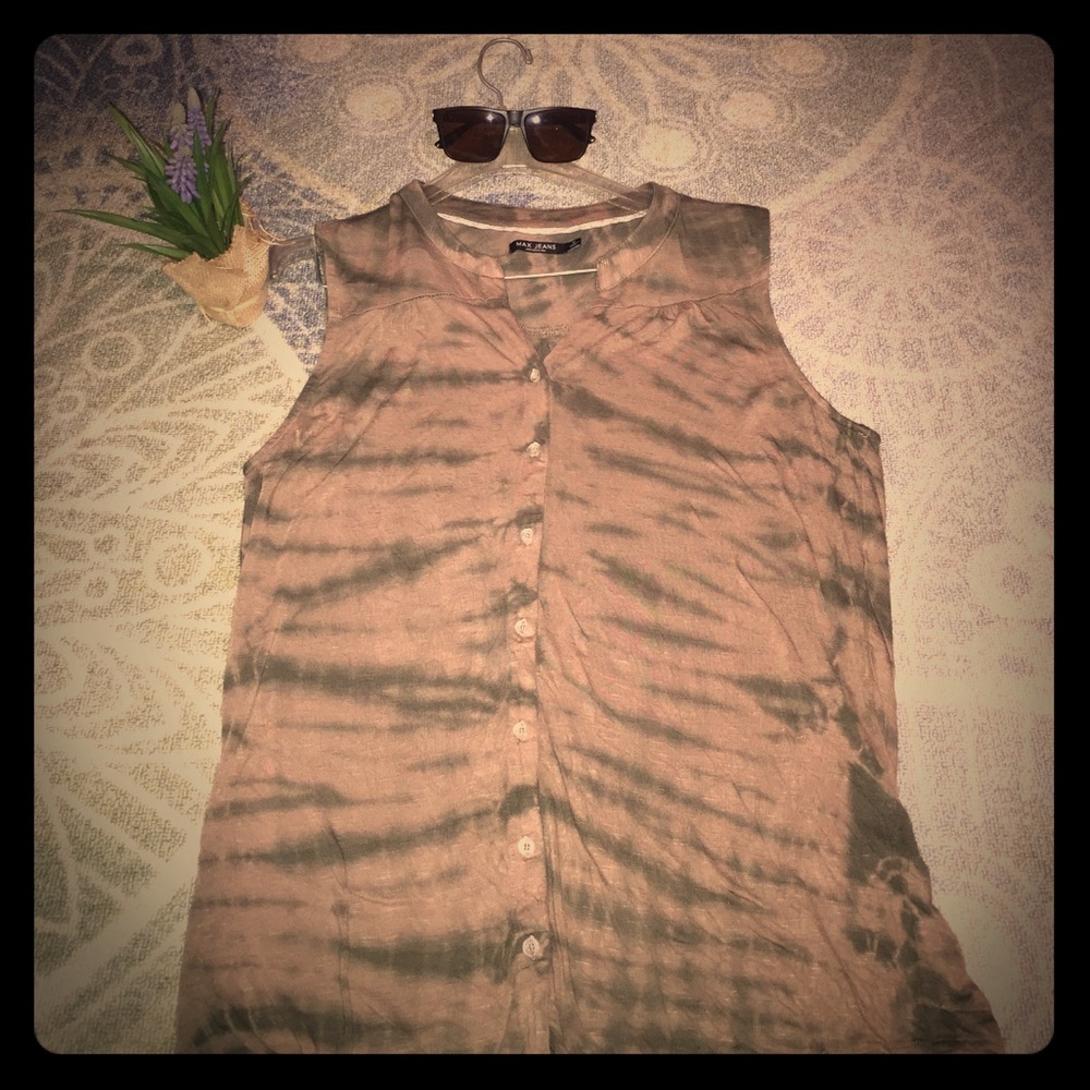 High low green and brown max jean soft shirt