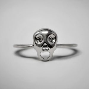 💀💎 14K White Gold Diamond Skull Ring! 💎💀