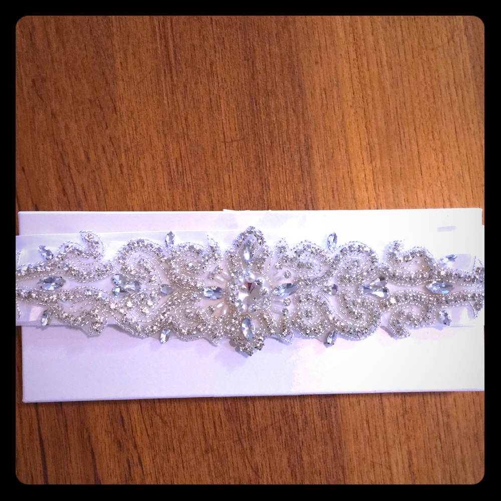 Stunning Rhinestone appliqué Wedding Sash