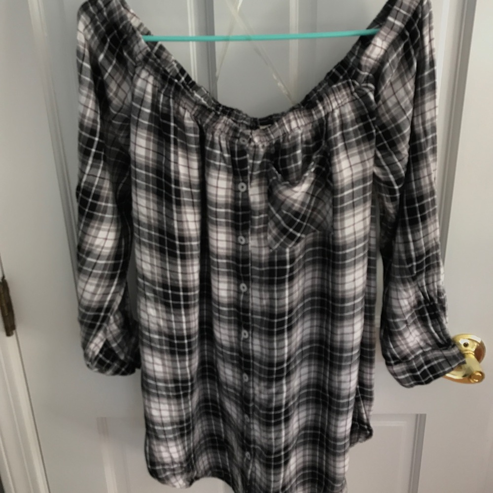 Wet Seal off the shoulder flannel dress