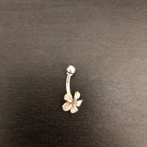 14k solid white gold NaHoku plumeria barbell