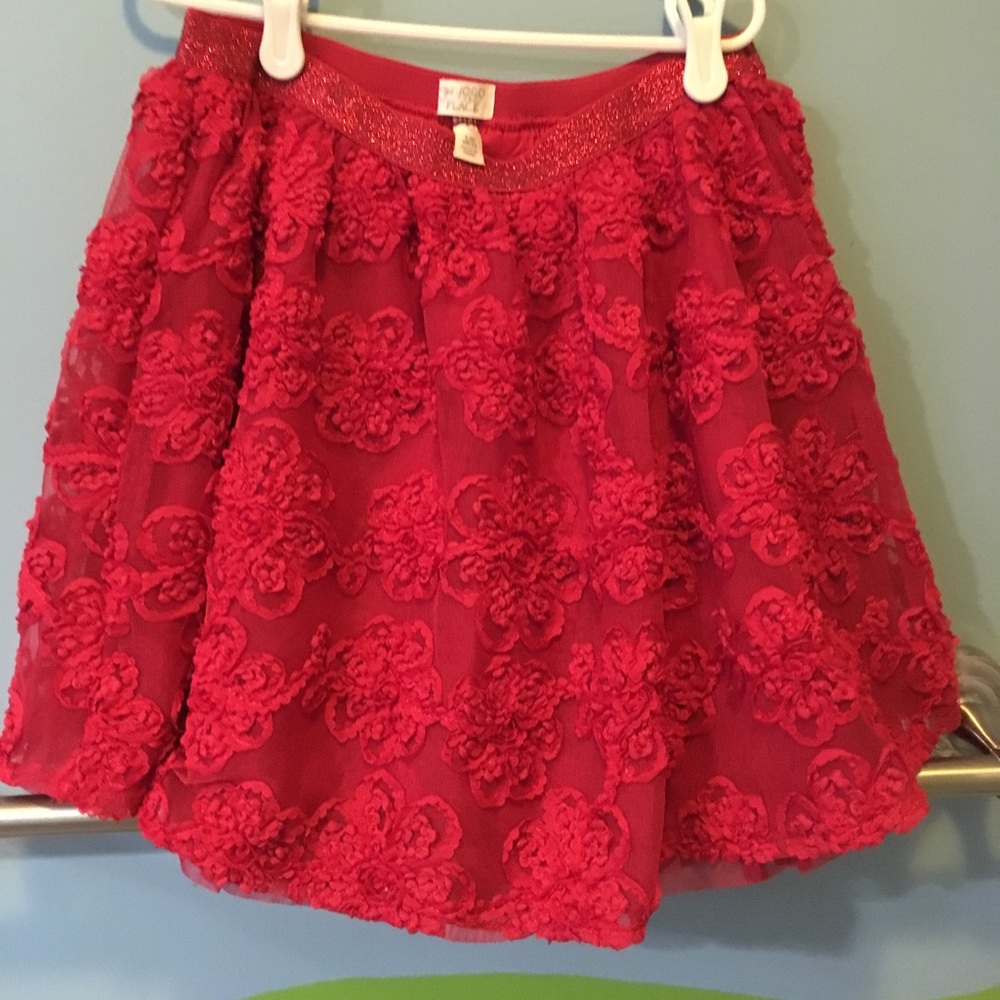 Red flower patterned skirt