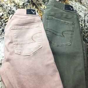 Two pair AE crop jeggings