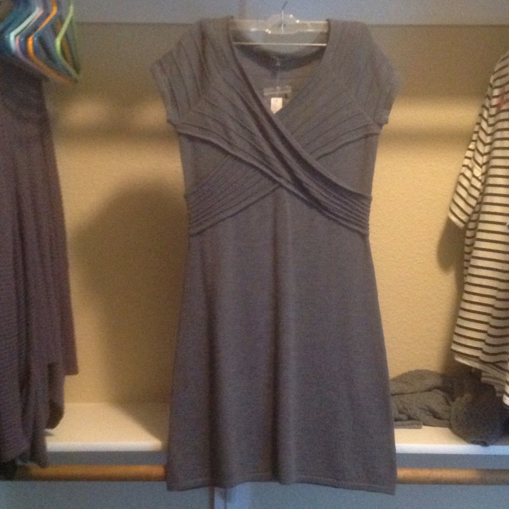 A-line grey sweater dress