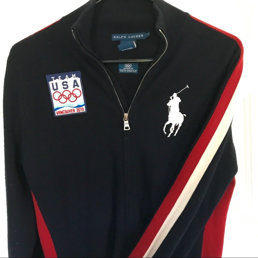 Ralph Lauren Polo navy merino wool zip up sweater