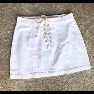 Lace up white mini skirt! In great condition.