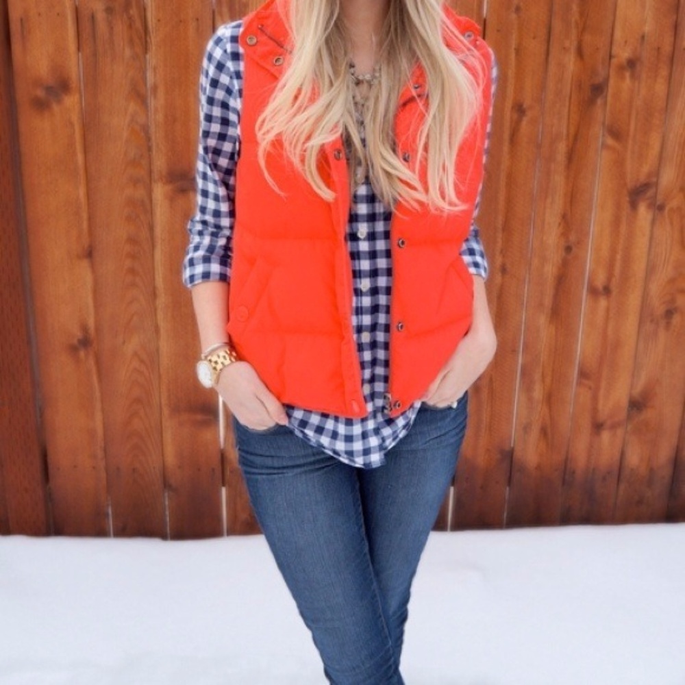 Coral J. Crew Quilted Puffer Vest
