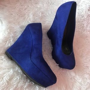 Deep Blue Wedge Heels