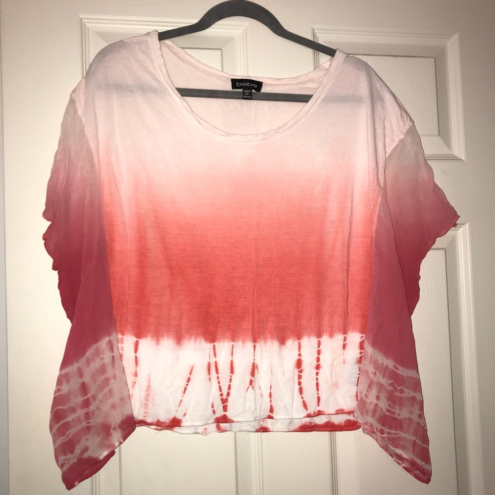 Bebe sheer shirt, white & different shades of pink