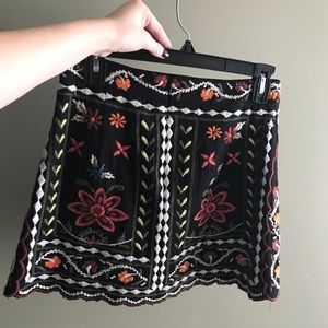 Floral Embroidered Mini Skirt NWOT