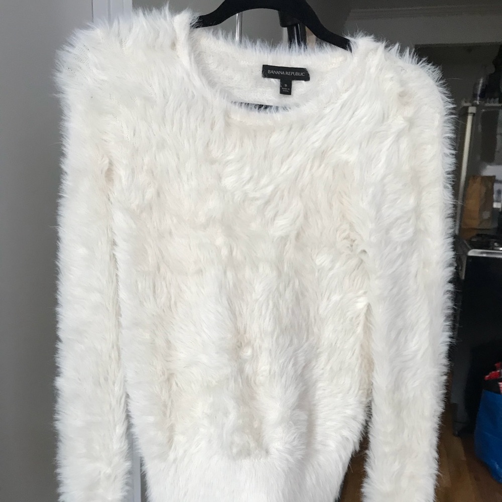 Banana Republic sweater faux fur mohair cashmere