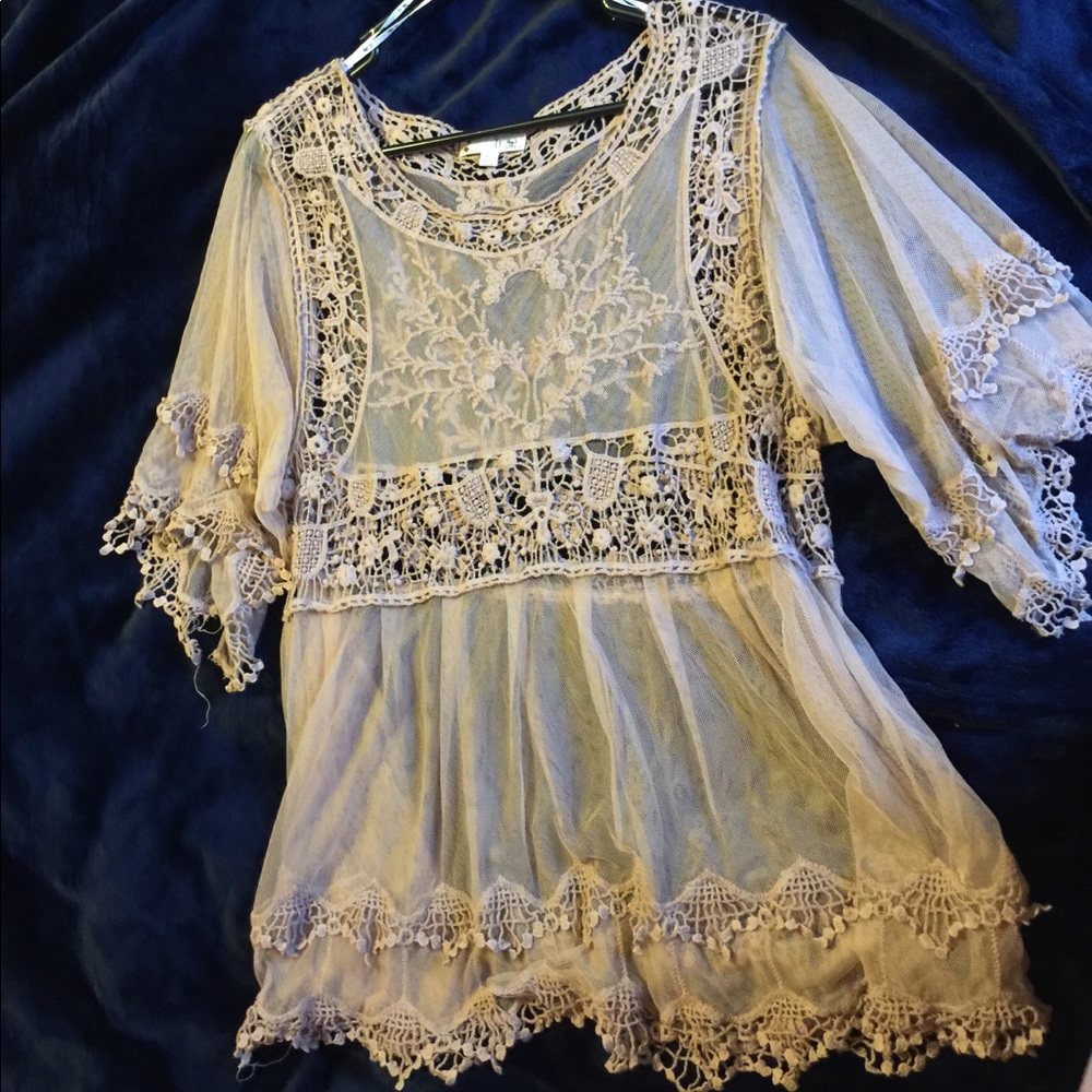 Lace light brown blouse