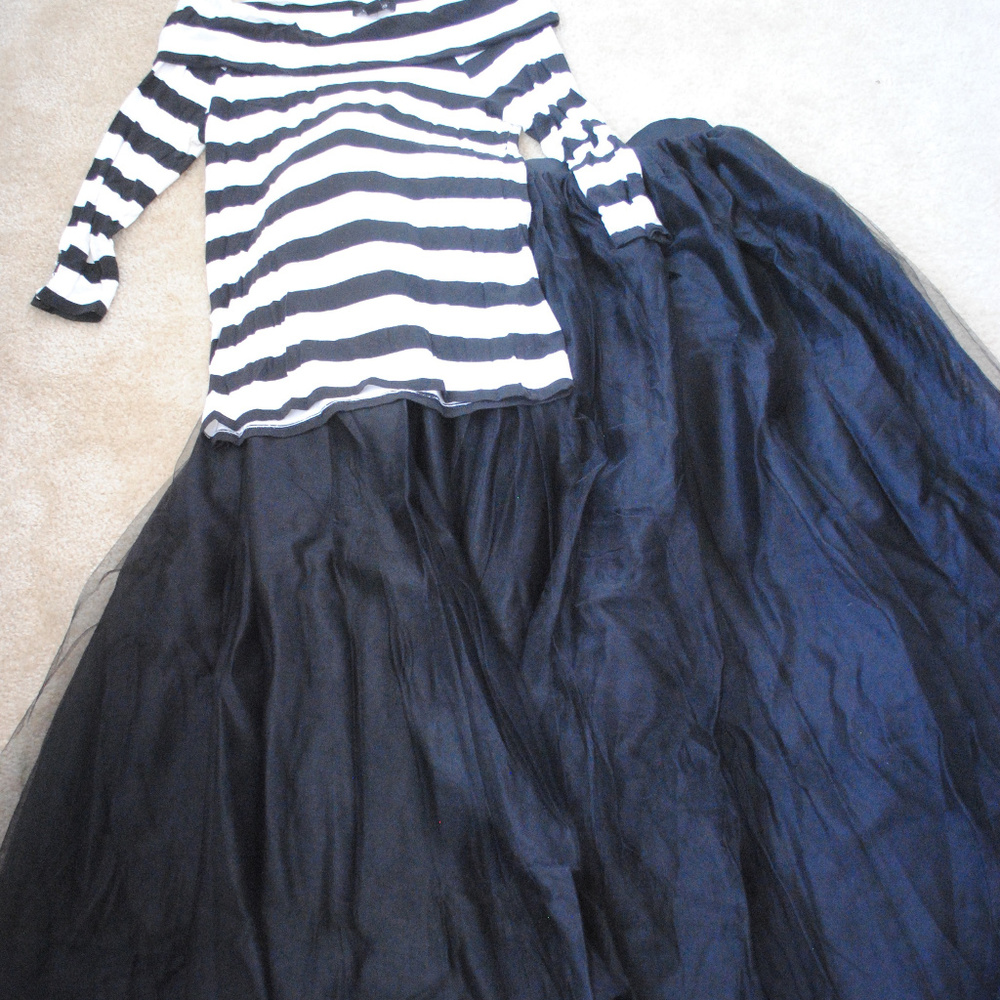 Black tulle maxi skirt
