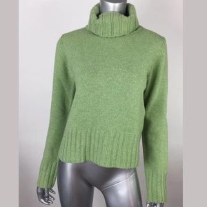 J. Crew Green Turtleneck Thick Wool Sweater