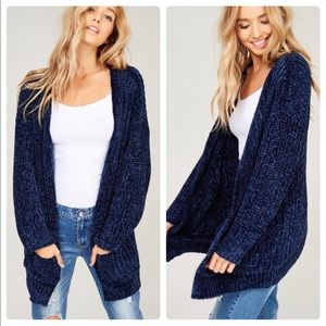 velvet yarn cardigan