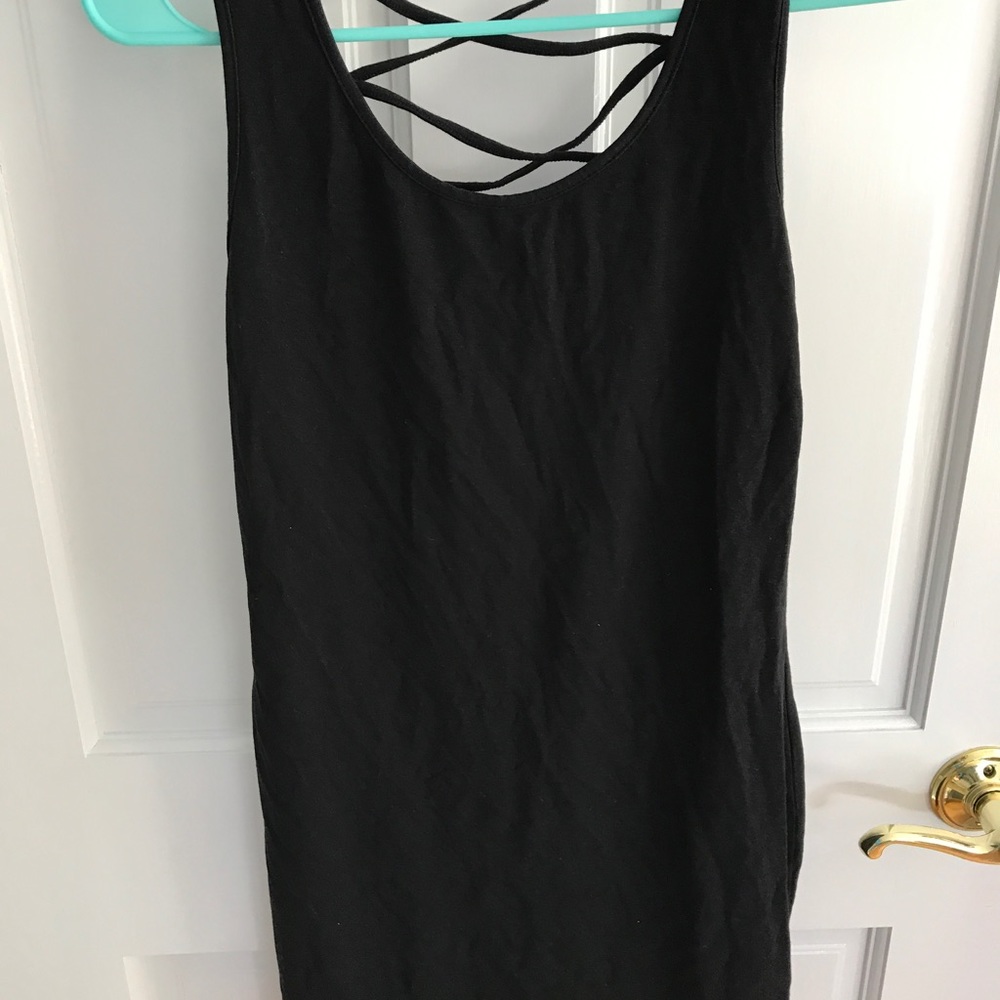 Black bodycon dress with design up back