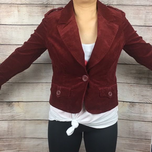 Woman's Zinc Red Corduroy Lined Blazer Jacket Sz M - Picture 3 of 7