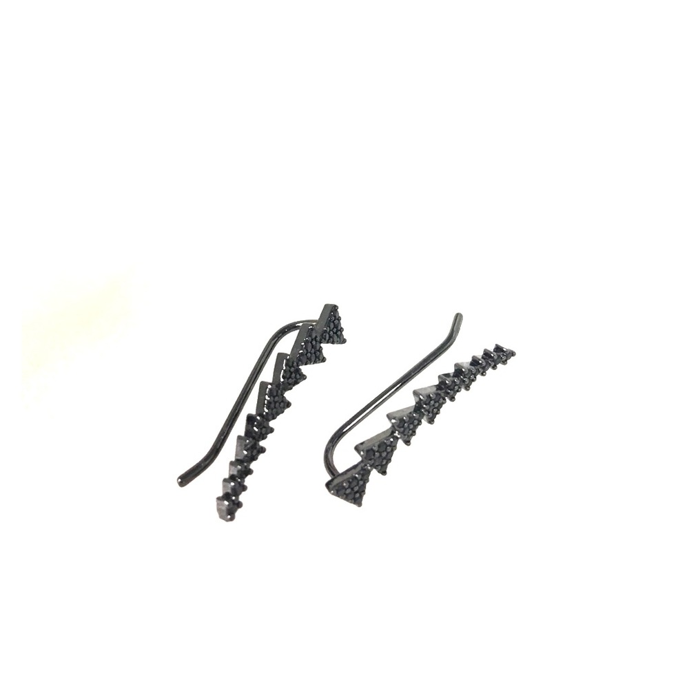 Pave Triangle Path Ear Climber