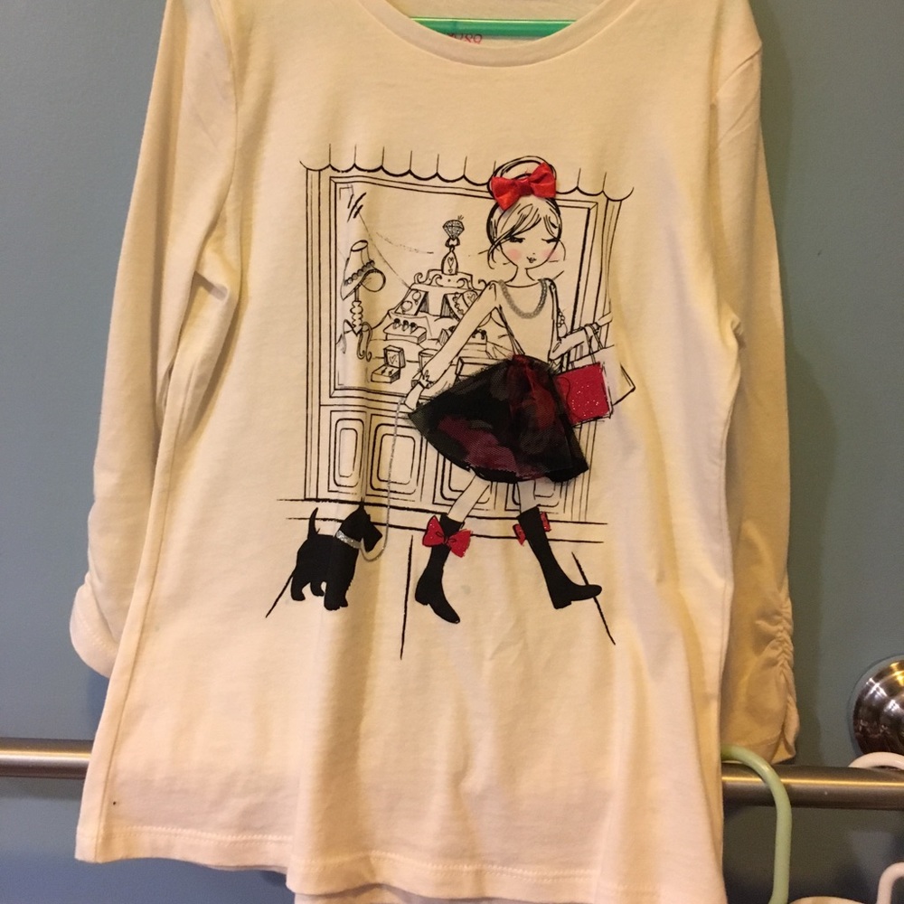 Cream shirt with girl and Scottie dog