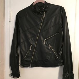 FOXHOLE UK Brand Faux Leather Motorcycle Jacket
