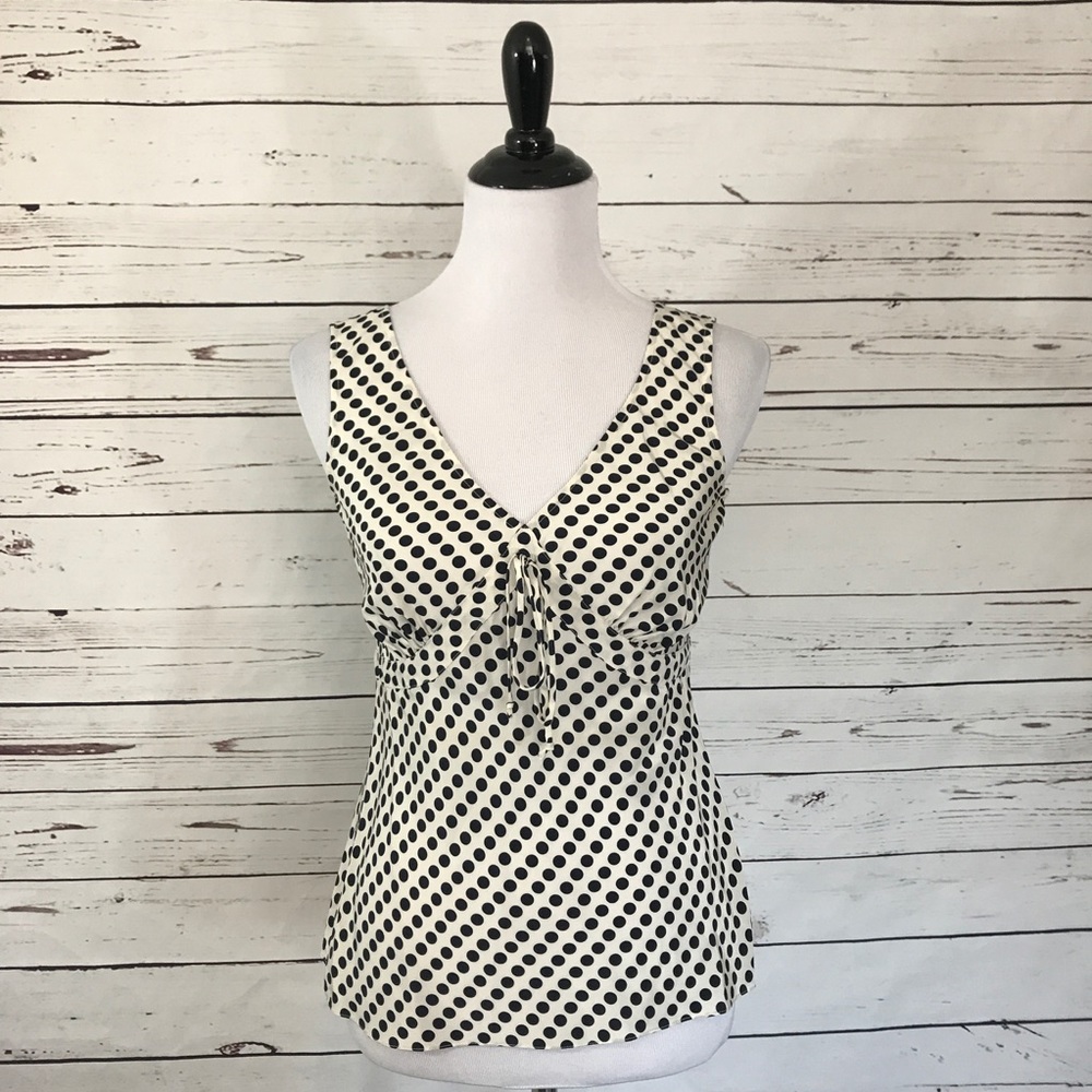 Ivory & Navy Polka Dot Silk Tank