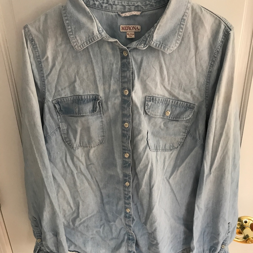 Denim long sleeve button down