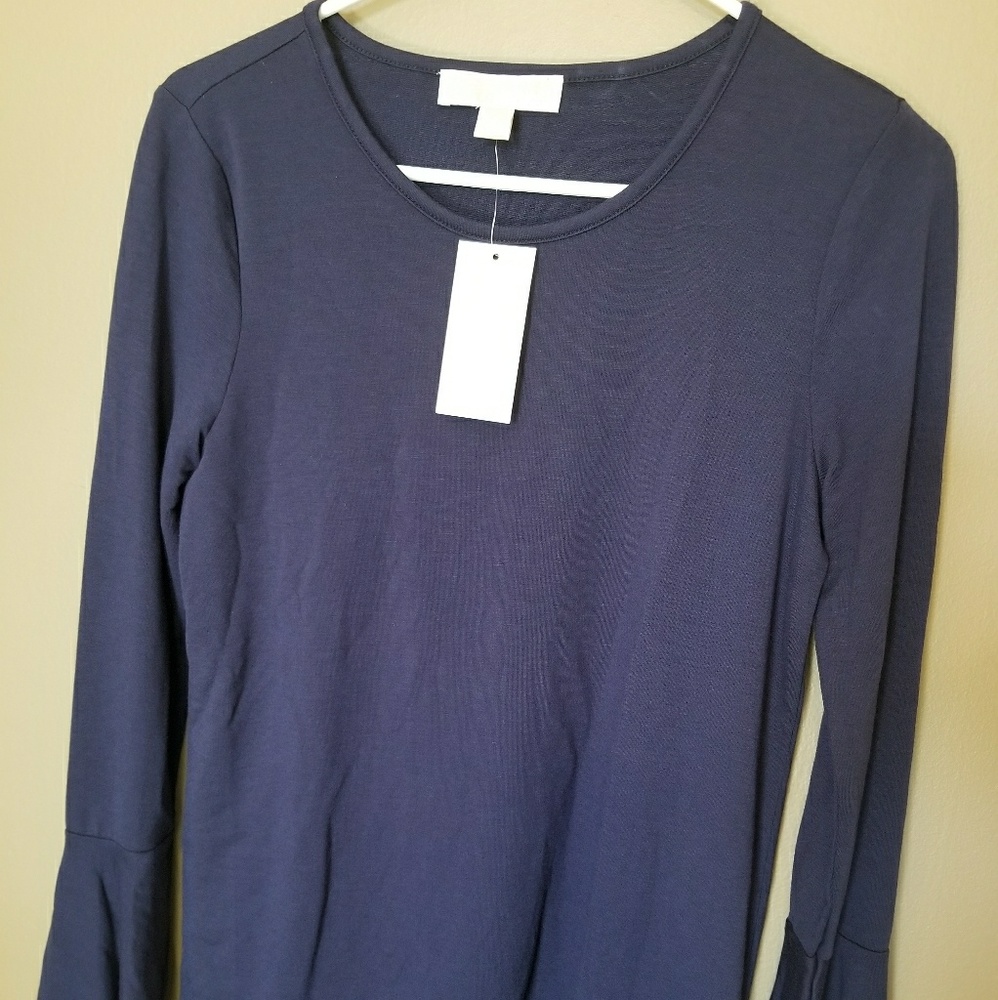 Michael Kors Womens Navy Top W/ Bell Sleeves