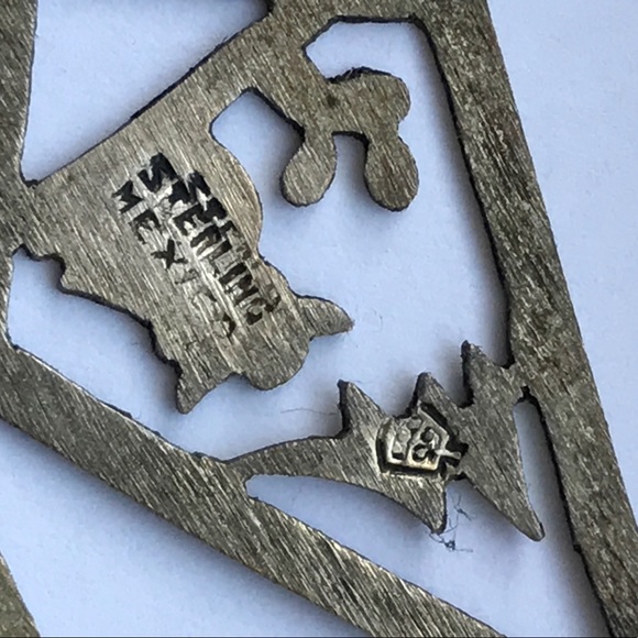 Vintage Sterling silver Mexico eagle earrings - Picture 4 of 6