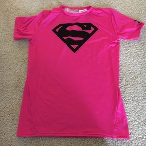 Superman Logo pink UA compression shirt