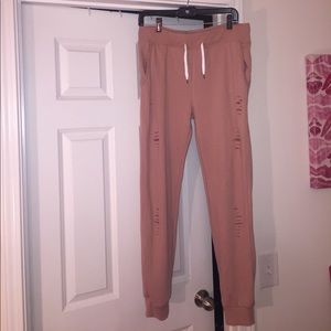 Distressed Fitted Sweatpants