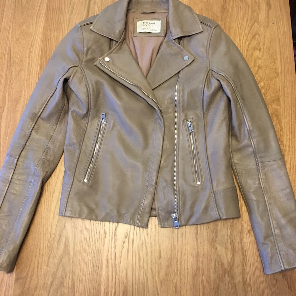Zara basic leather biker jacket