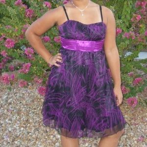 Magenta, black tulle party dress