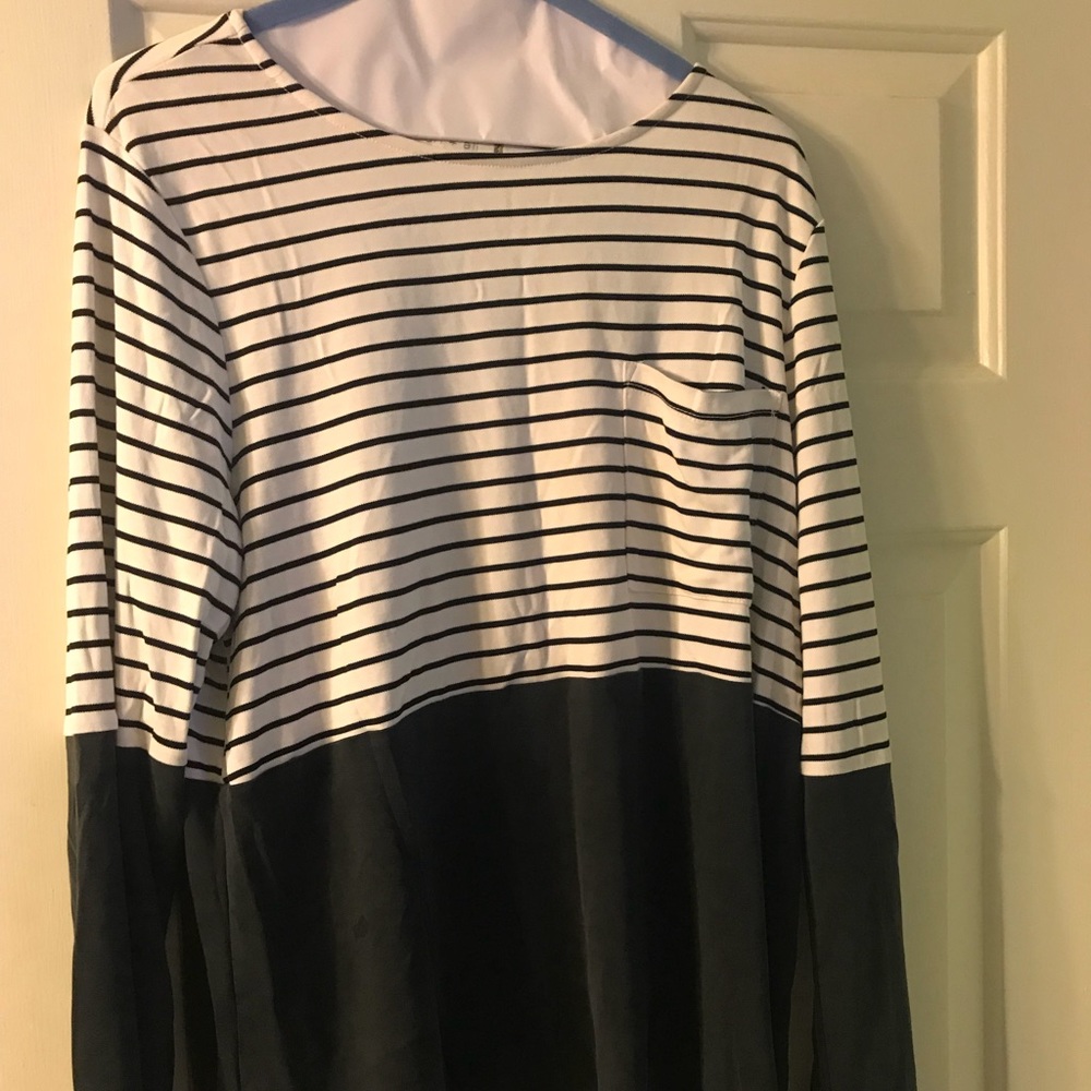Anthropologie black white stripe shirt