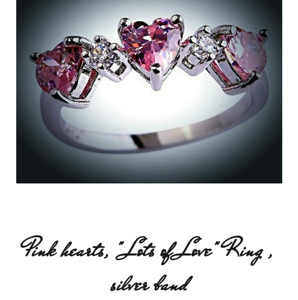 Pink CZ hearts 💍 Ring