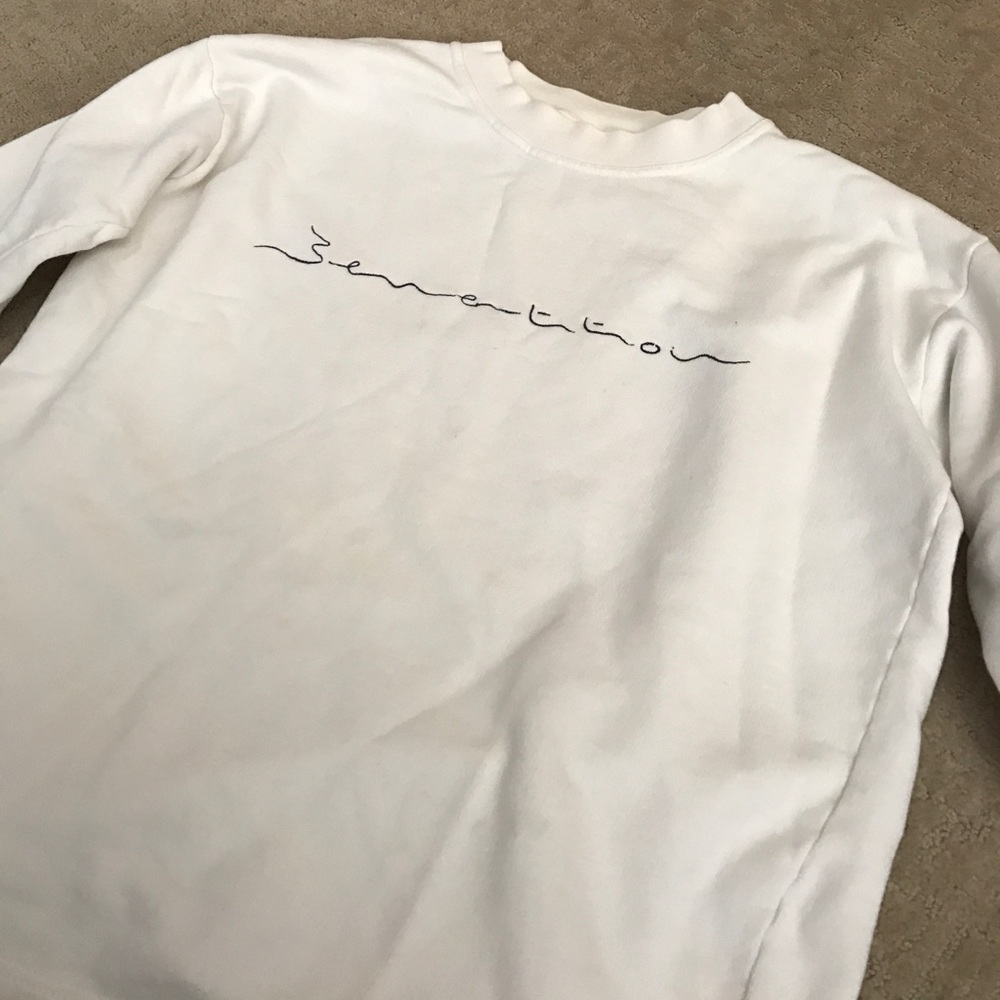 Vintage White Benetton Crew Sweatshirt