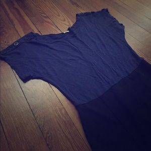 Blue and black dress with button details