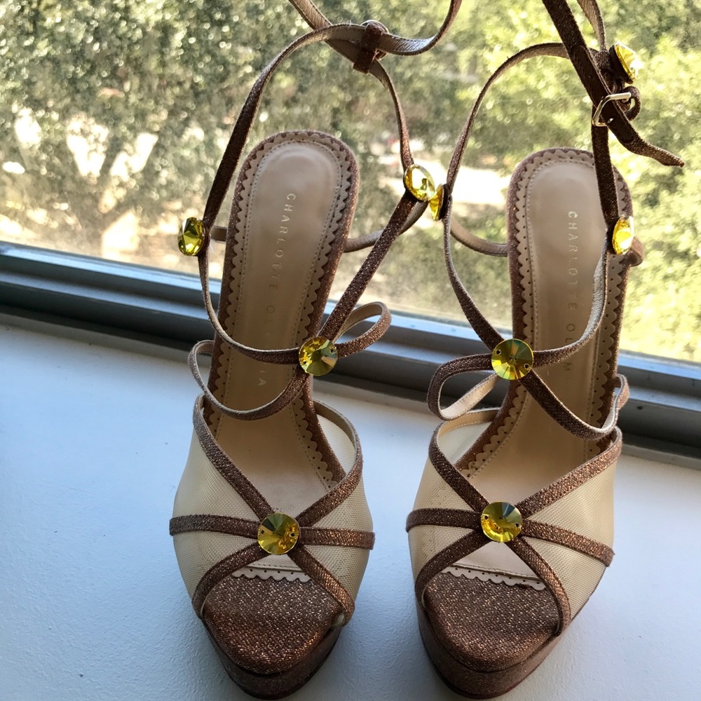 Charlotte Olympia Isadora glitter platform sandals