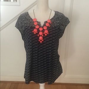 Navy Embroidered Top