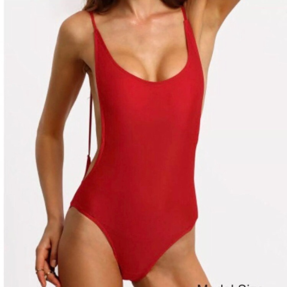 Drop Armhole Backless One-Piece Swimwear