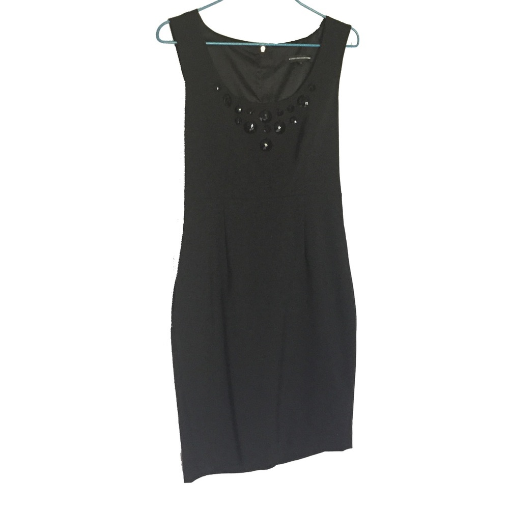 Express little black dress with beaded décolletage
