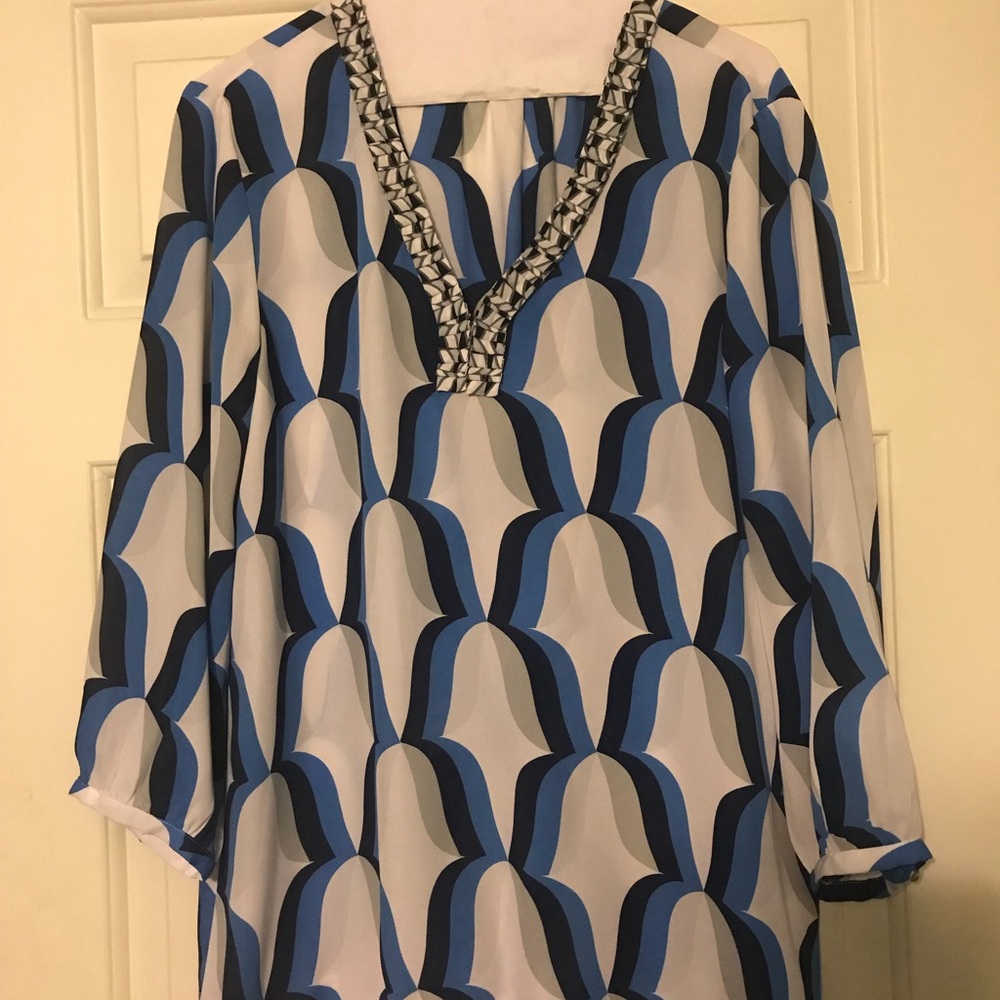 Banana republic navy/gray blouse