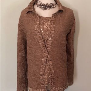 France 1 Taupe Sequin Detail Camisole Set Sz: L