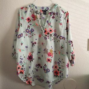 🔵3/$10🔵 Neon & Pastel Floral Sheer Blouse