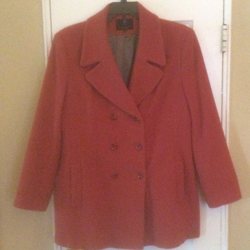 Rust Orange Double Breasted Wool Car Coat