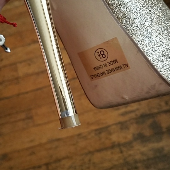 Glitter gold heel peeptoe platform pumps - Picture 7 of 7