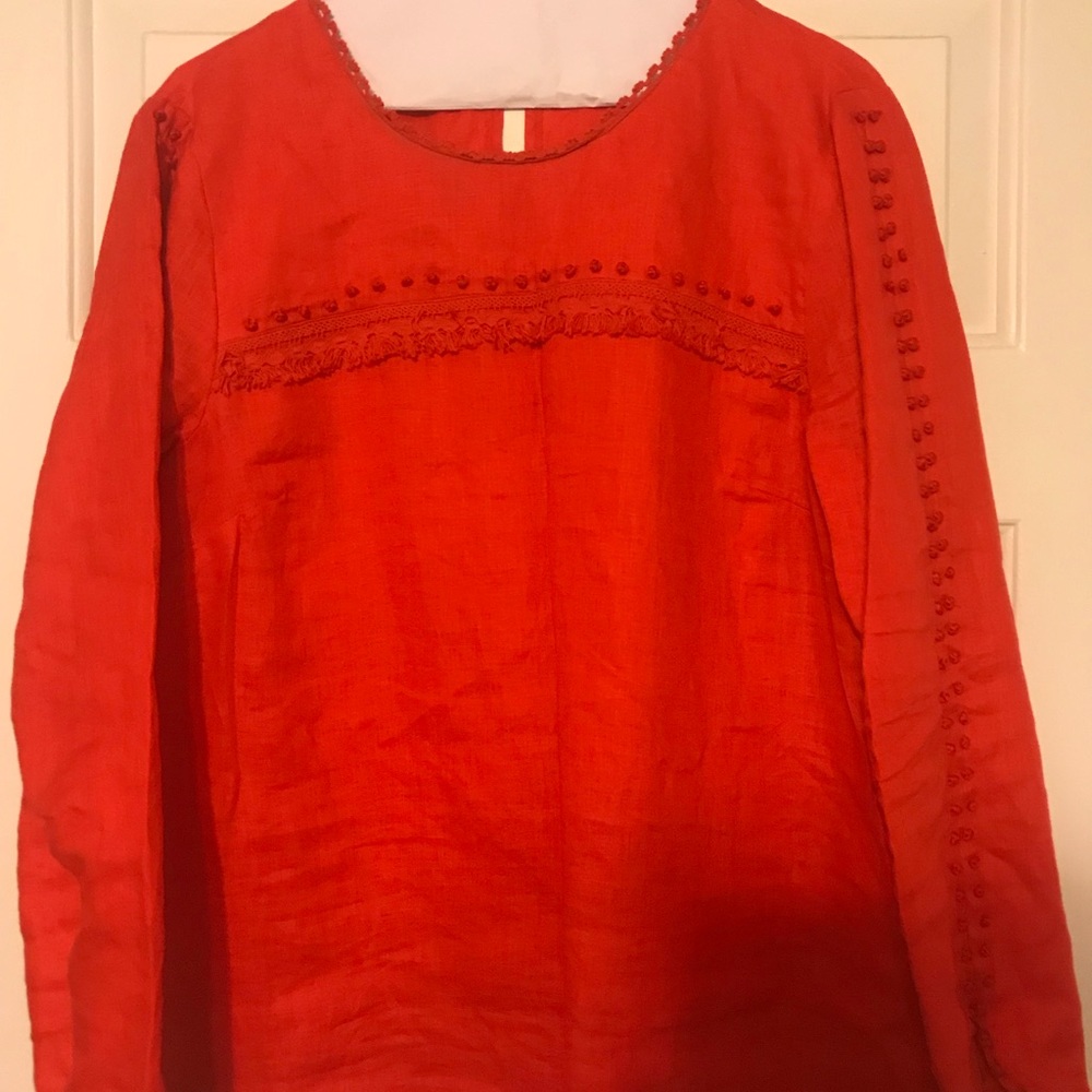 Jcrew red quarter sleeve blouse